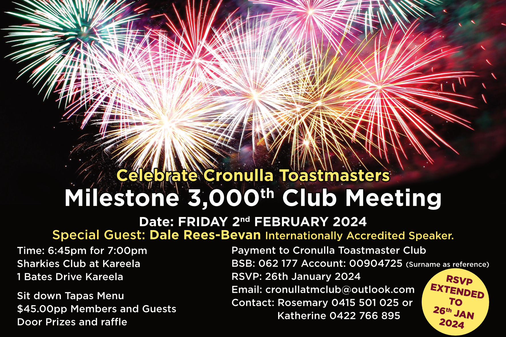 CLUB EVENT: Cronulla Toastmasters 3000th Meeting
