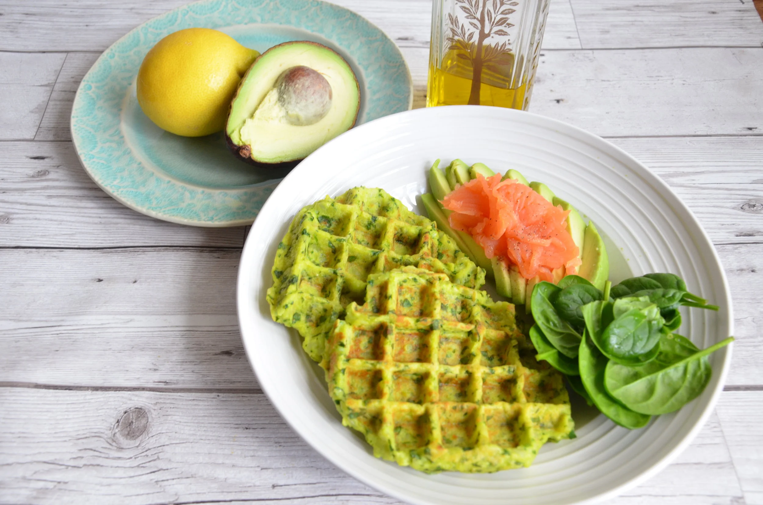 potato &amp; spinach waffle