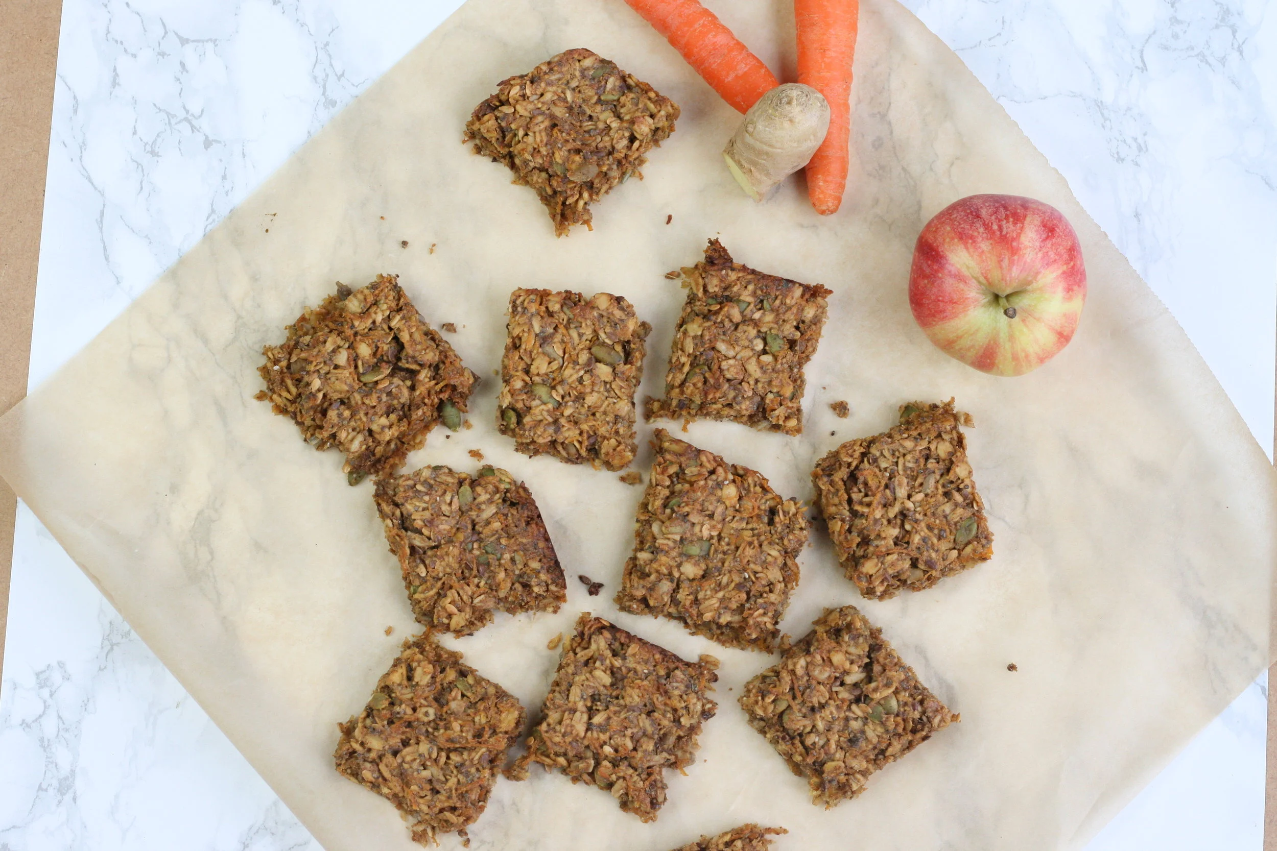carrot, apple &amp; ginger flapjacks