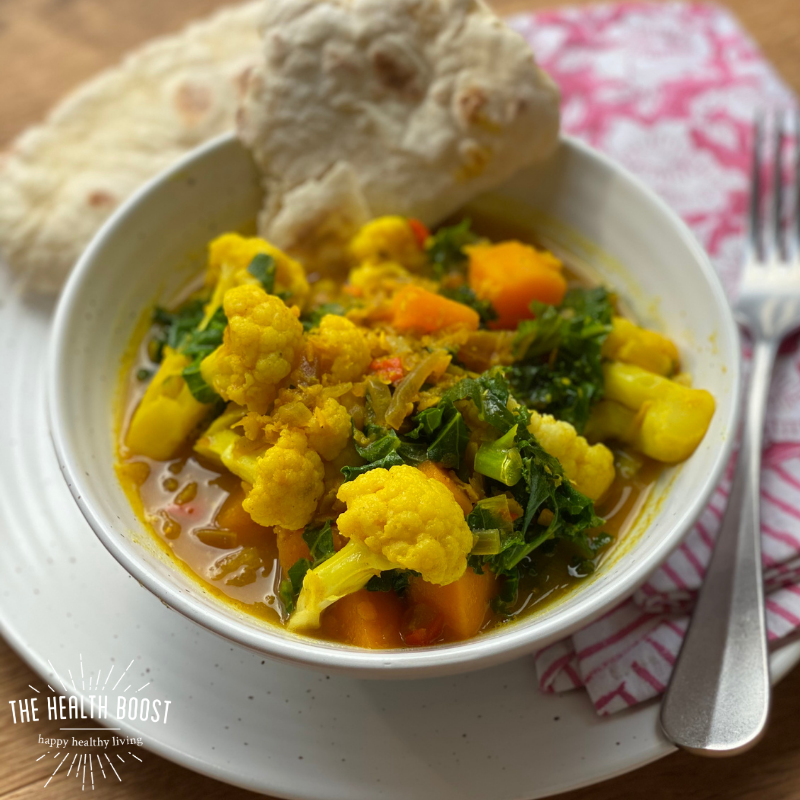 Cauliflower curry &amp; homemade flatbread