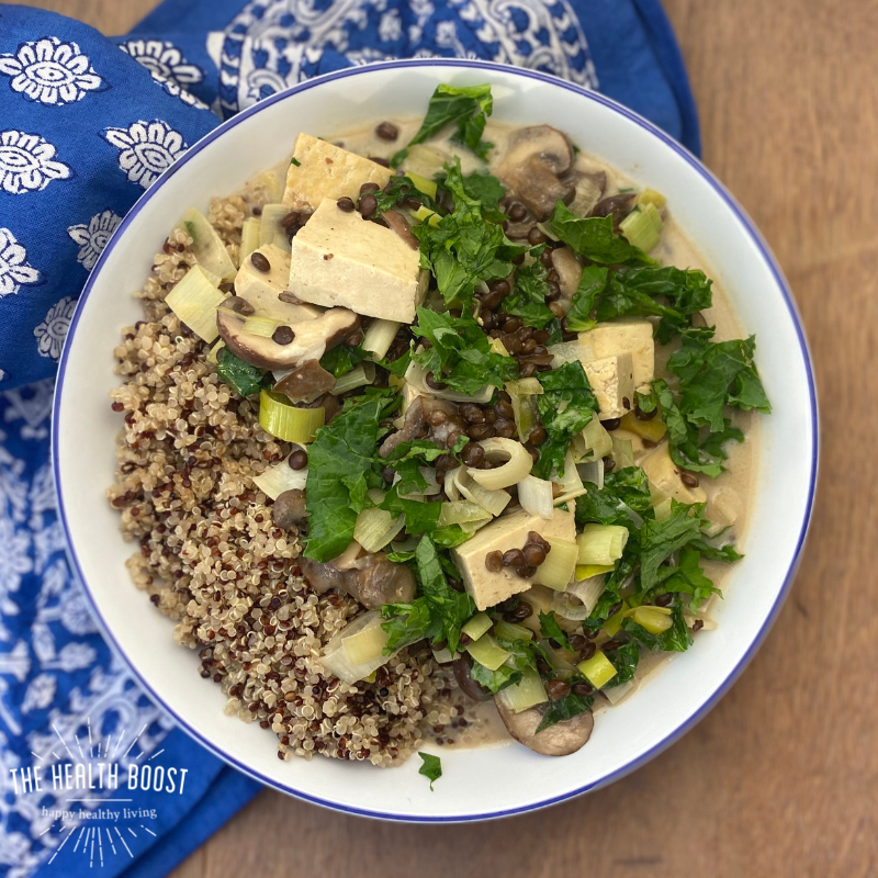 Miso mushroom and tofu stew