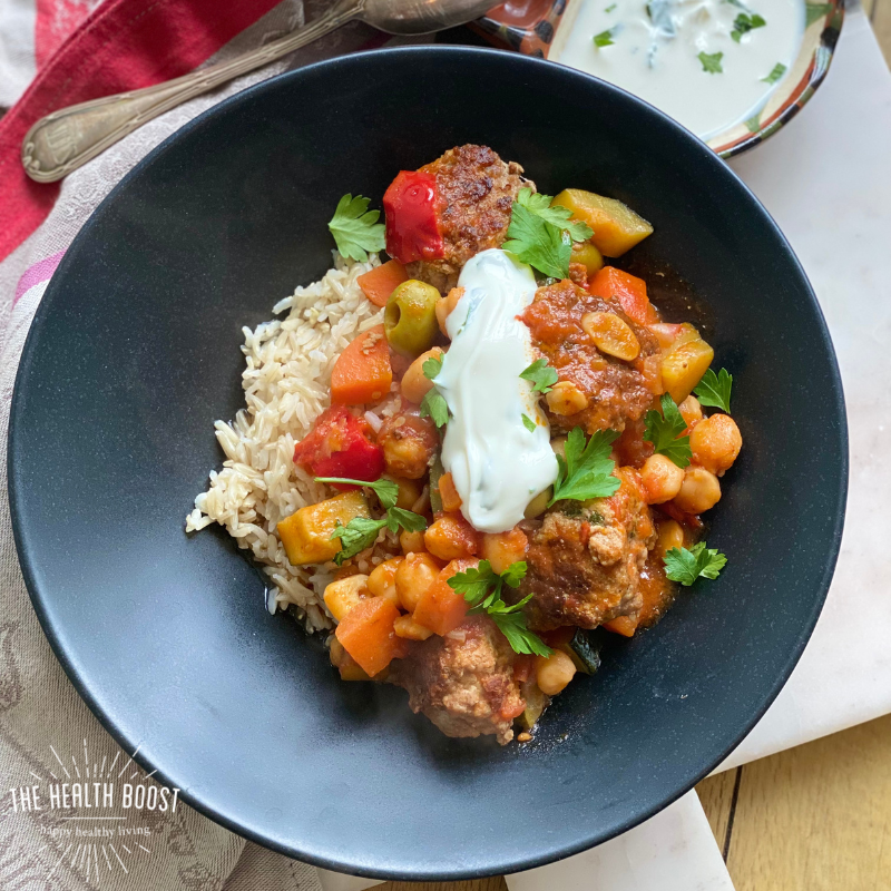 Minted lamb meatball tagine