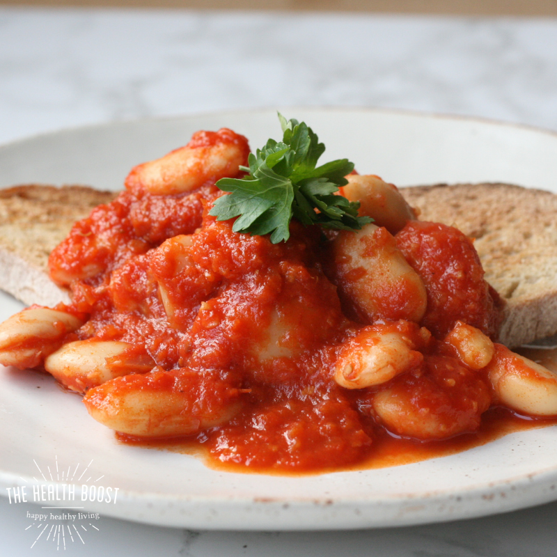 healthy, spicy baked beans