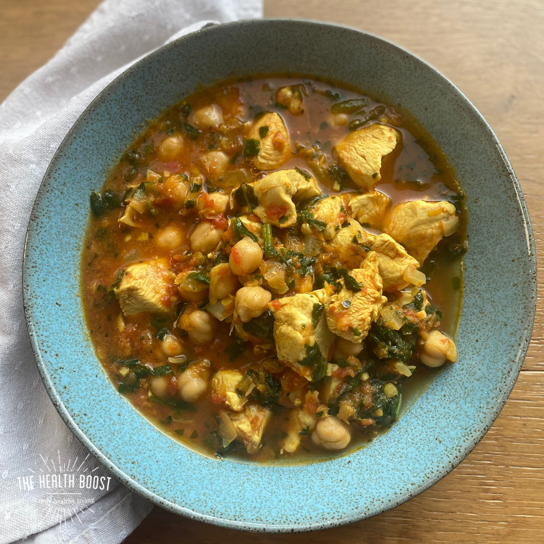 Chicken, chickpea and spinach curry