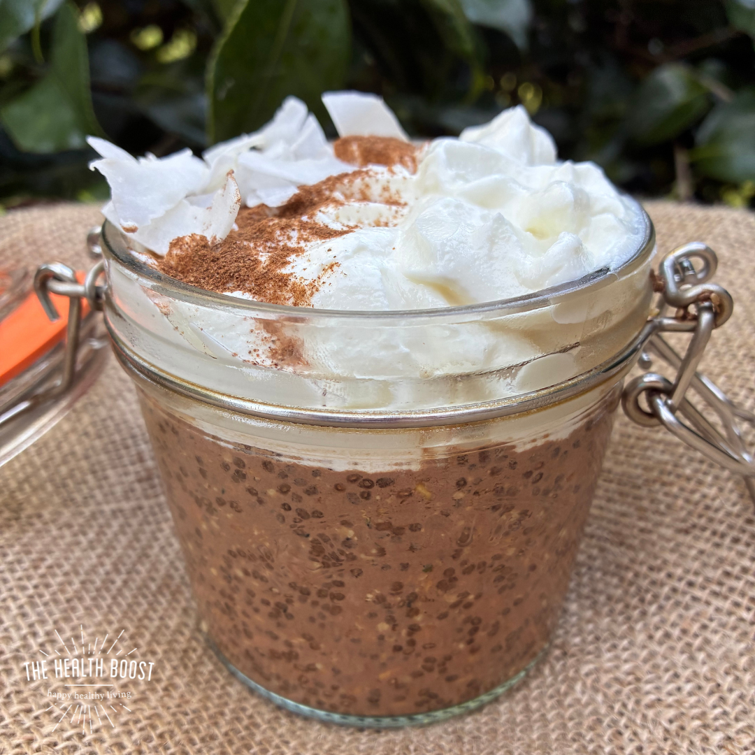 Mocha overnight oat and chia pot