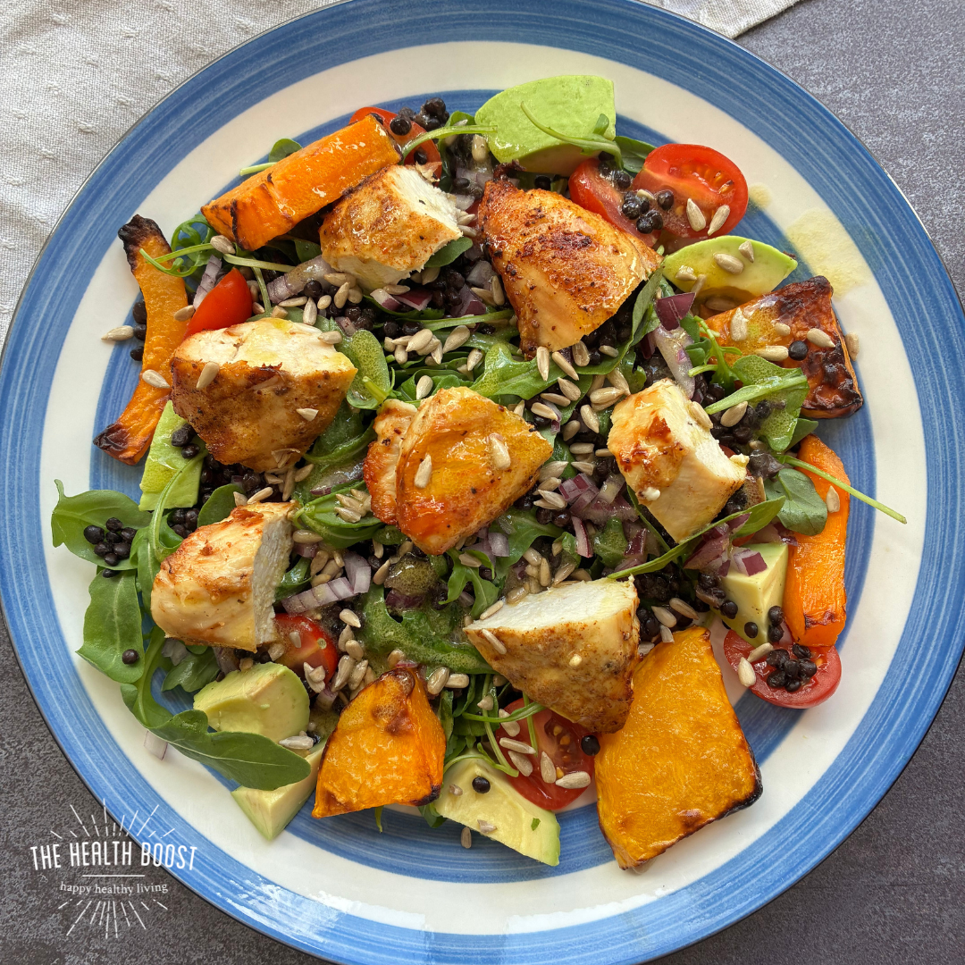 Chicken, squash and lentil autumn salad