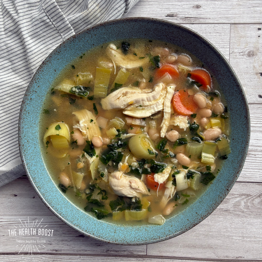 Chicken, leek and white bean soup