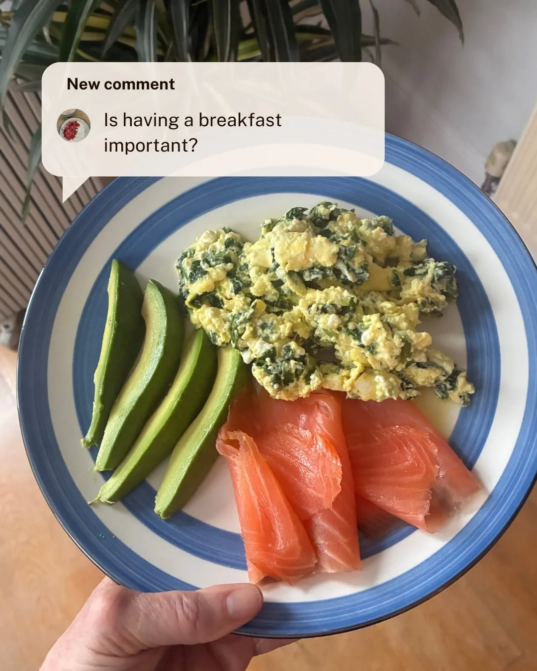 𝗧𝗵𝗲 𝗶𝗺𝗽𝗼𝗿𝘁𝗮𝗻𝗰𝗲 𝗼𝗳 𝗯𝗿𝗲𝗮𝗸𝗳𝗮𝘀𝘁⁣ 🍳
⁣
We are big believers of having a decent breakfast - and the research backs this up.⁣
⁣
Studies show a protein-rich breakfast helps to curb hunger later in the day.⁣
⁣
A protein-rich breakfast 