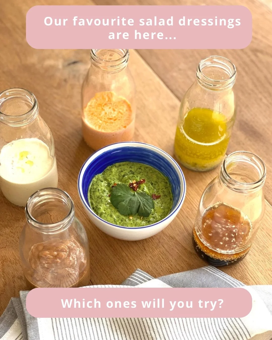 🥑𝐒𝐚𝐥𝐚𝐝 𝐬𝐞𝐚𝐬𝐨𝐧 𝐛𝐮𝐭 𝐢𝐧 𝐧𝐞𝐞𝐝 𝐨𝐟 𝐬𝐨𝐦𝐞 𝐝𝐫𝐞𝐬𝐬𝐢𝐧𝐠 𝐢𝐧𝐬𝐩𝐨?

🥗We got you!
We love a salad and how you dress it is key to avoid boredom.
Prepping a couple of dressings for the week ahead is also very smart prep &amp;plan