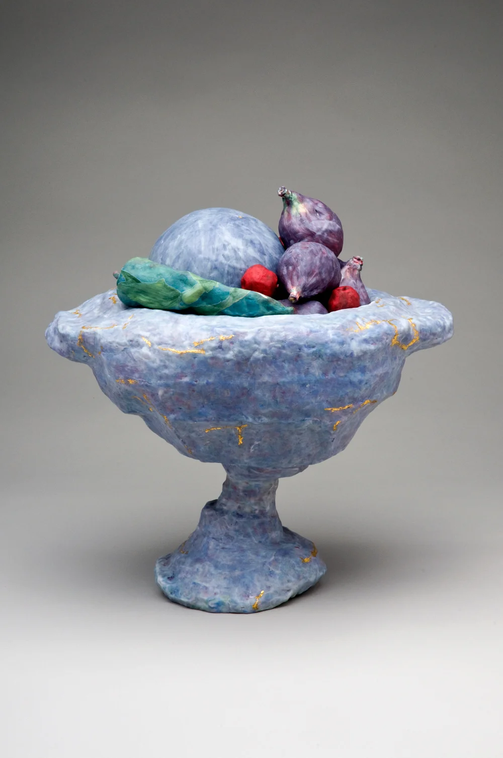Blue Compotier with Fruits and a Lump
