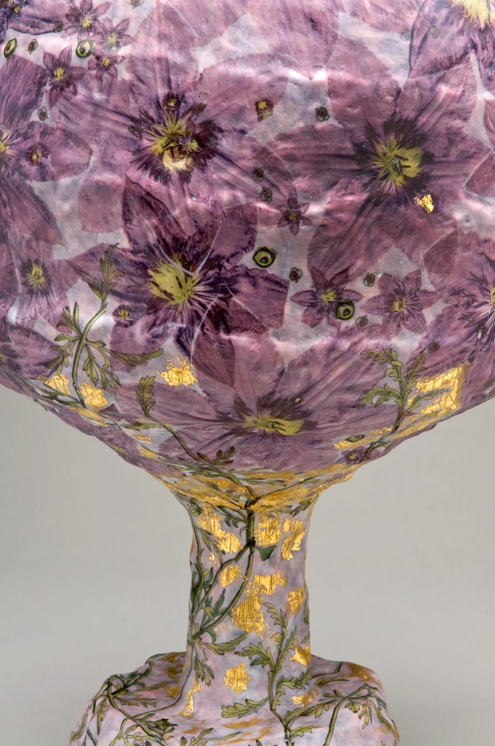 Large Vase Sculpture with Purple Clematis