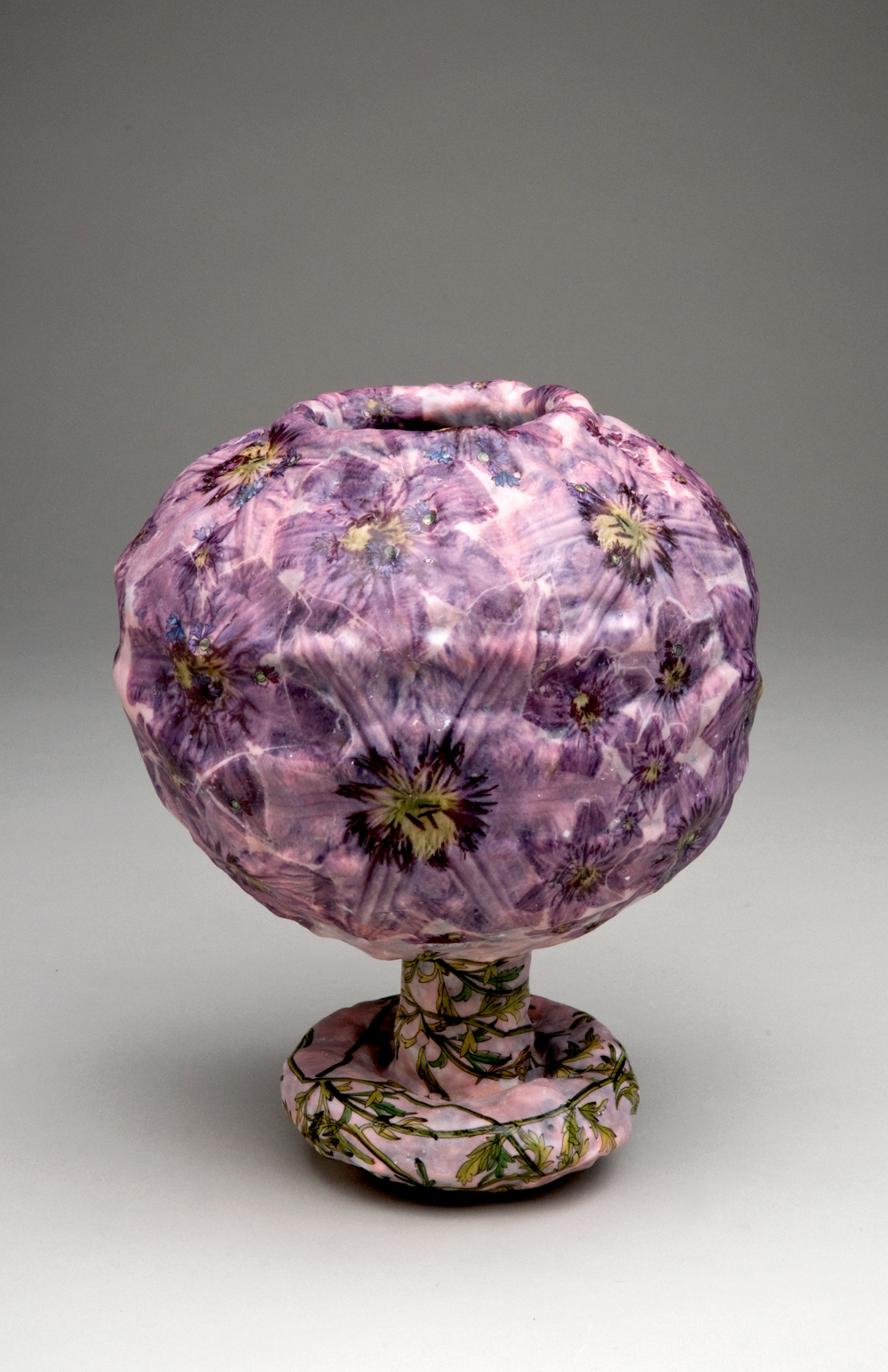 Small Vase Sculpture with Purple Clematis