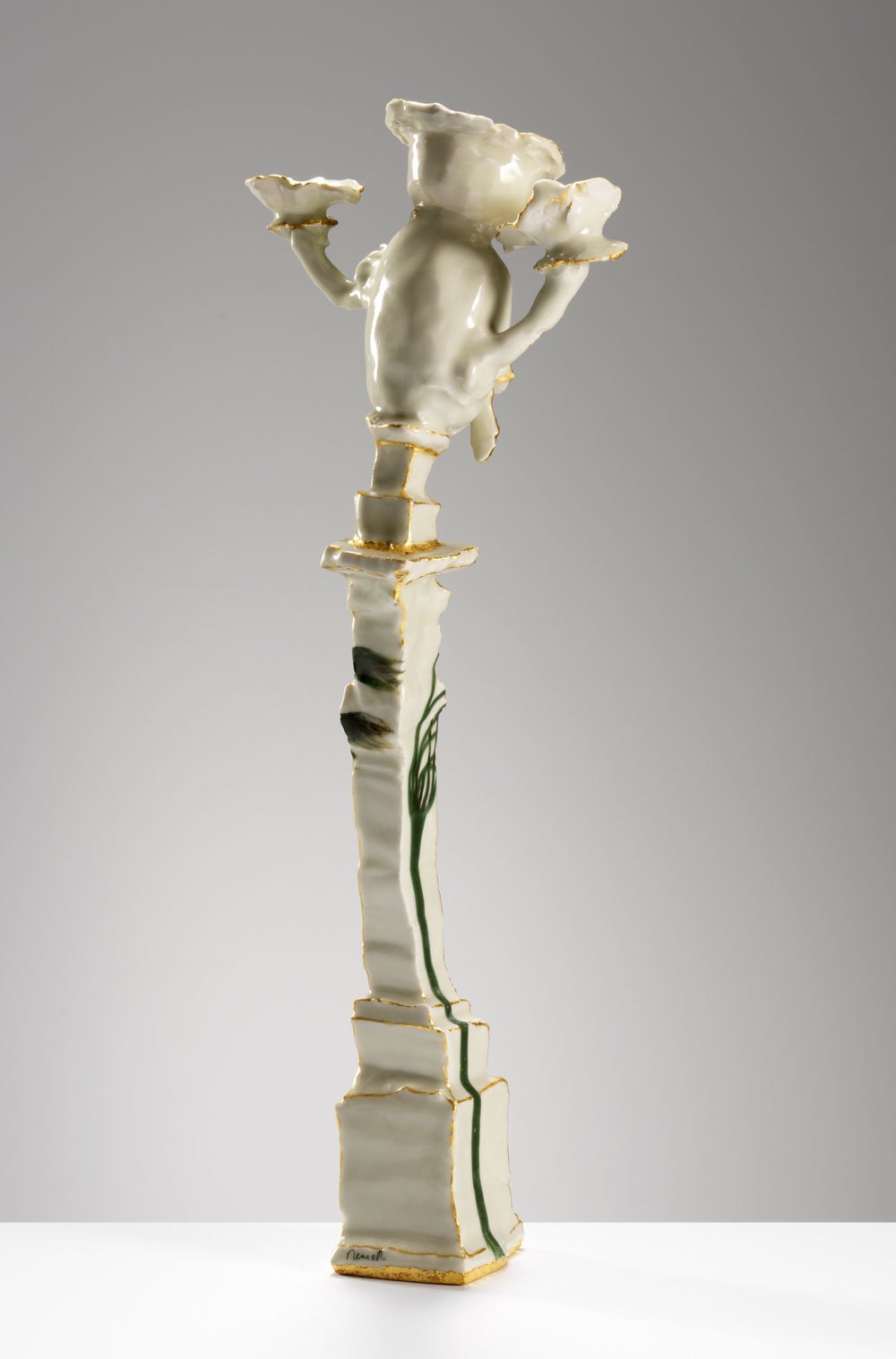 Single Bent Candelabra with Arms & Green Plant
