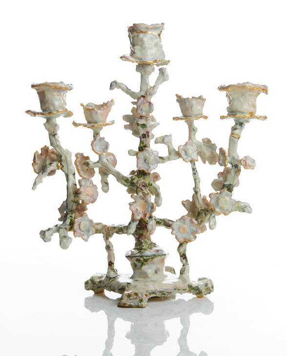 Candelabra with Vines & Flowers