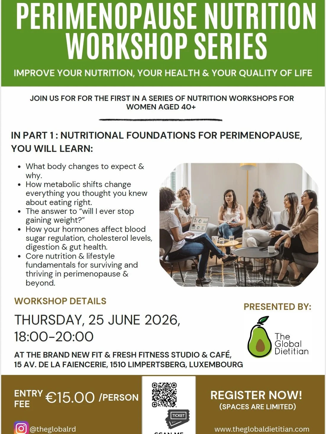 Live Event Alert for Luxembourg Ladies!

Think you might be in perimenopause (or are hitting 40 and aren&rsquo;t sure what to expect)?

Feeling like your body is changing and kind of out of control?

Unsure of what to eat, drink or do for exercise an