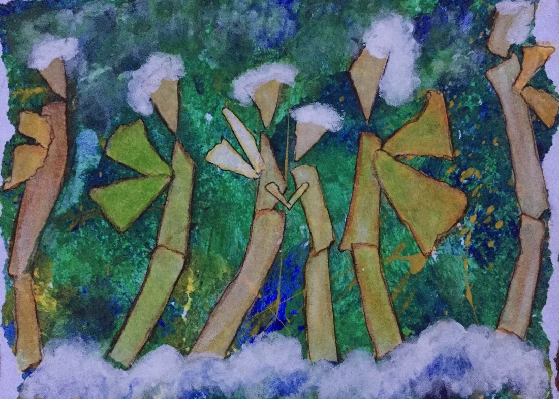 "Angels reveling for me" - my fun mixed media artworks inspired by my colleagues at the European Graduate School