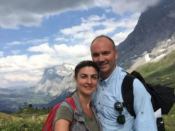 After hiking the Eiger North Face for several hours... One of the most incredible mountain views and refreshing experiences we've ever had.