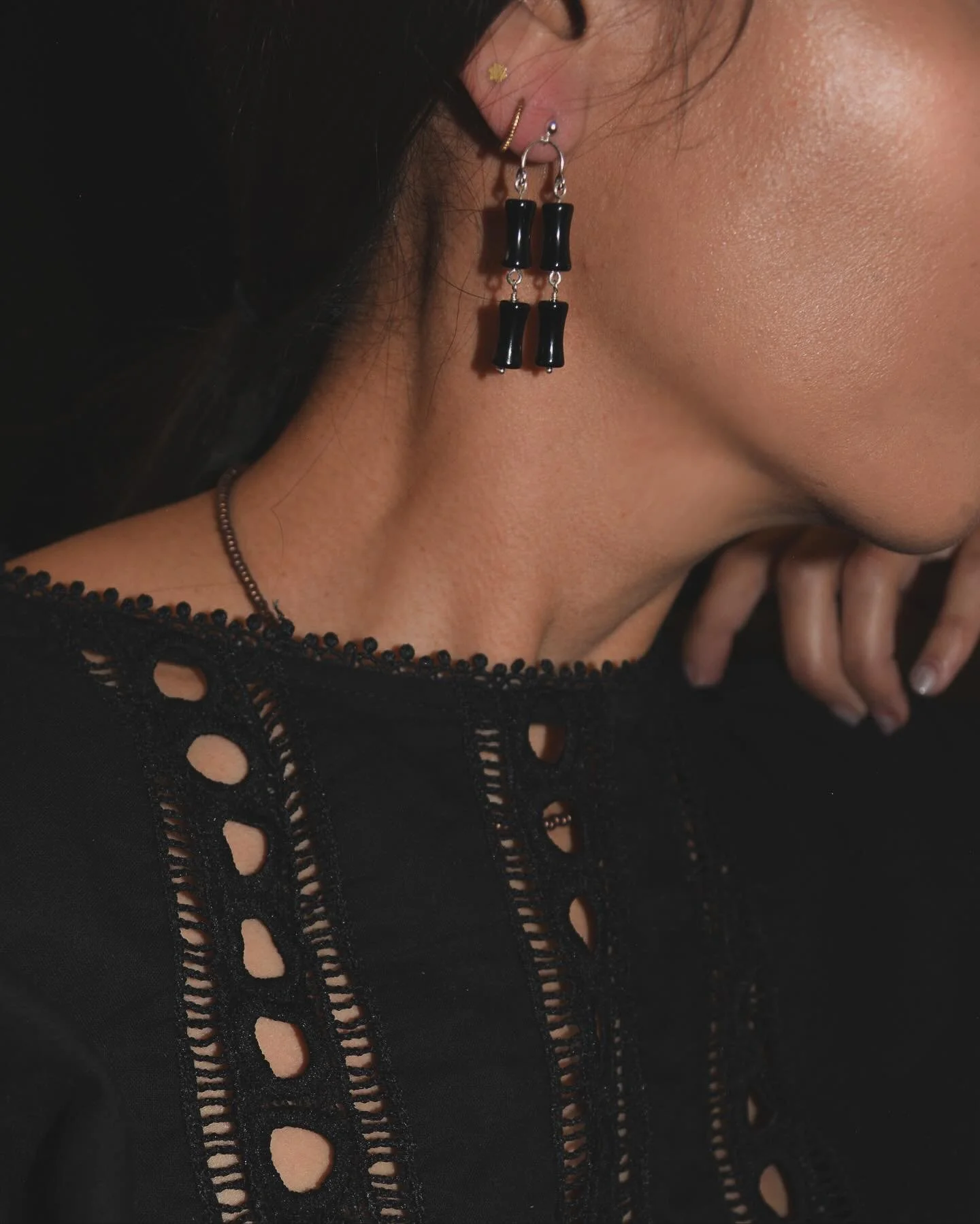 Adding new stones &amp; silver dangles for the holiday season. I love dressing up but am not a fan of sparkle, these sterling silver onyx dangles have the right amount of drama for the season and also pair with casual looks. My personal new favorite✔