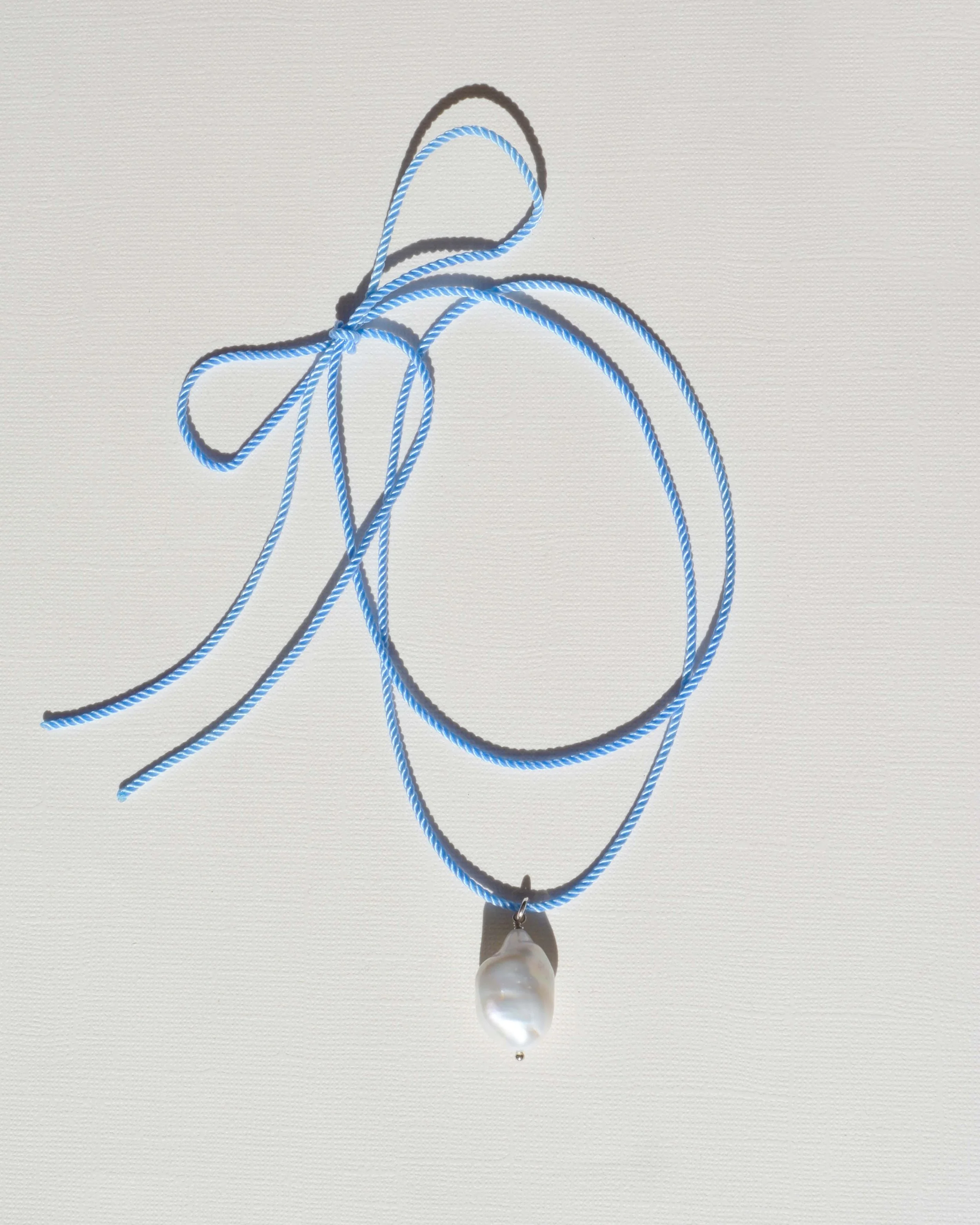 Rope Pearl Necklace, Sky Blue