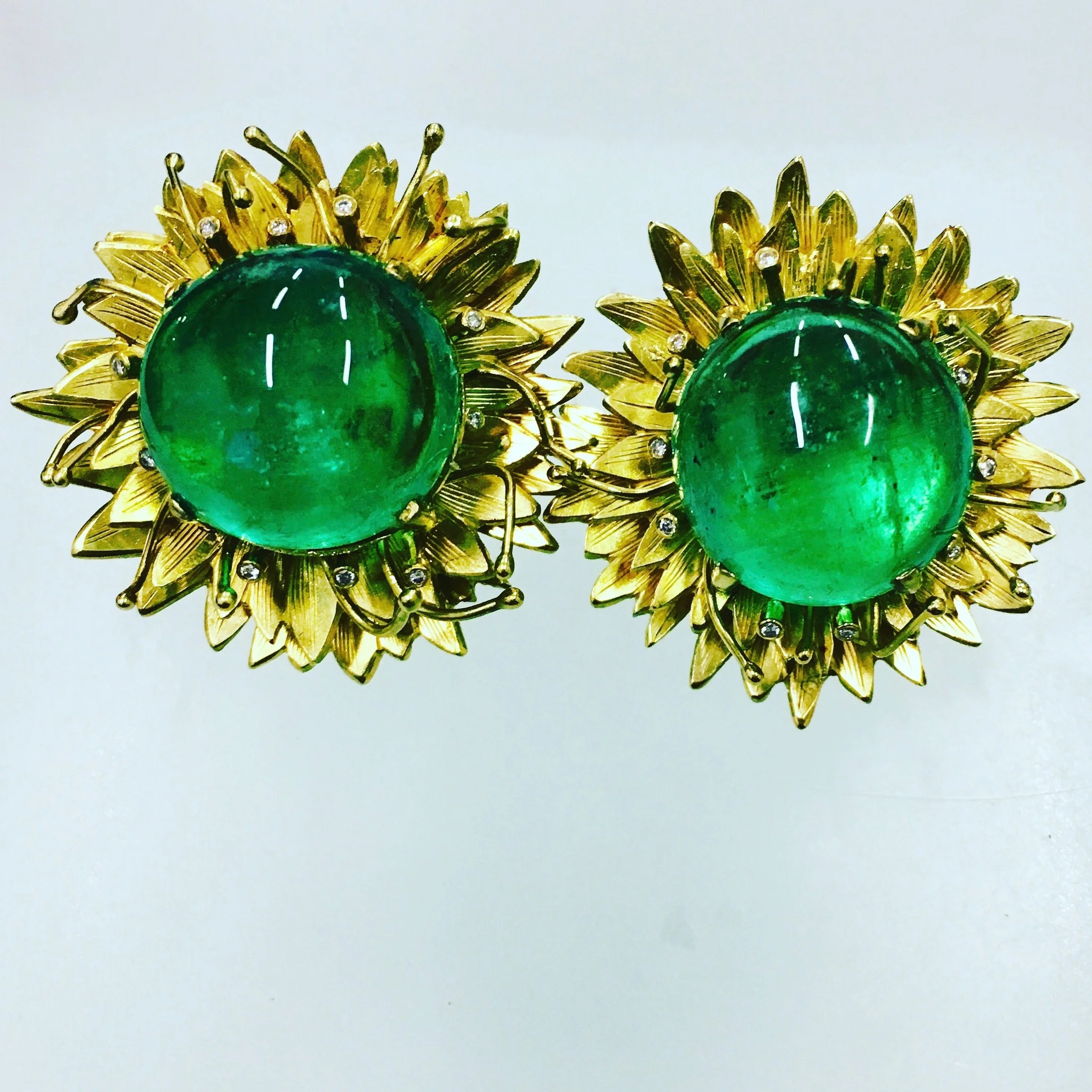 Cabochon emerald & diamond flower earrings.jpeg