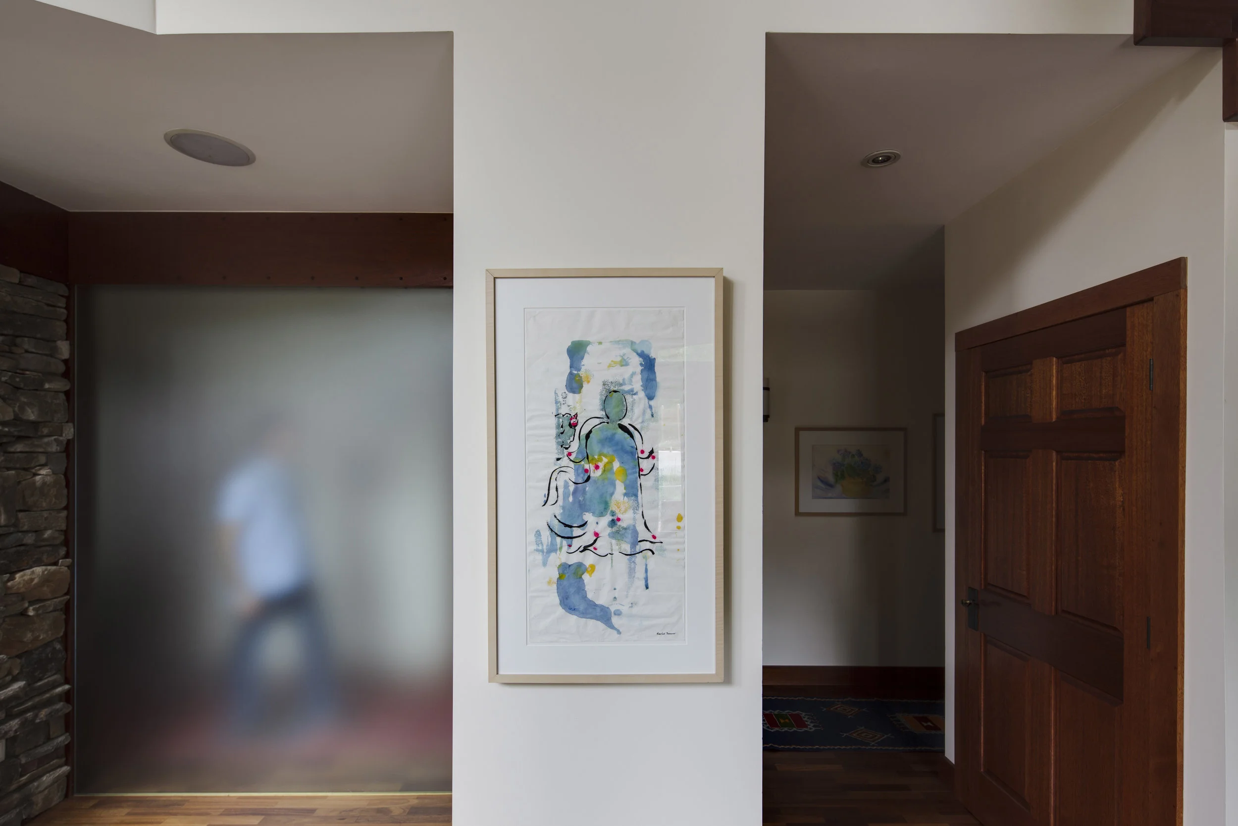 First Floor Hallway - Rosalind Brenner's Abstract , Watercolor and Sumi Ink on Japanese Paper