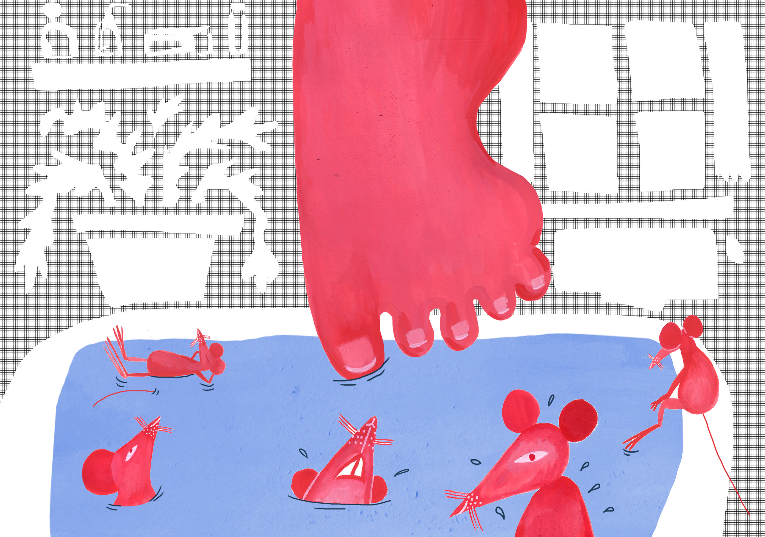 gouache and cut outs big foot and more blue.jpg