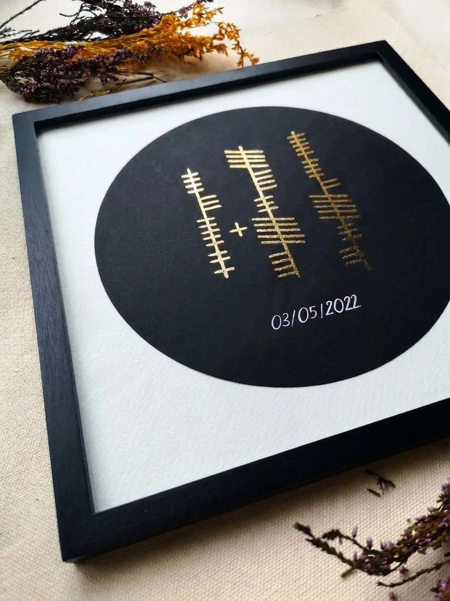 Round ogham artork black frame.jpeg