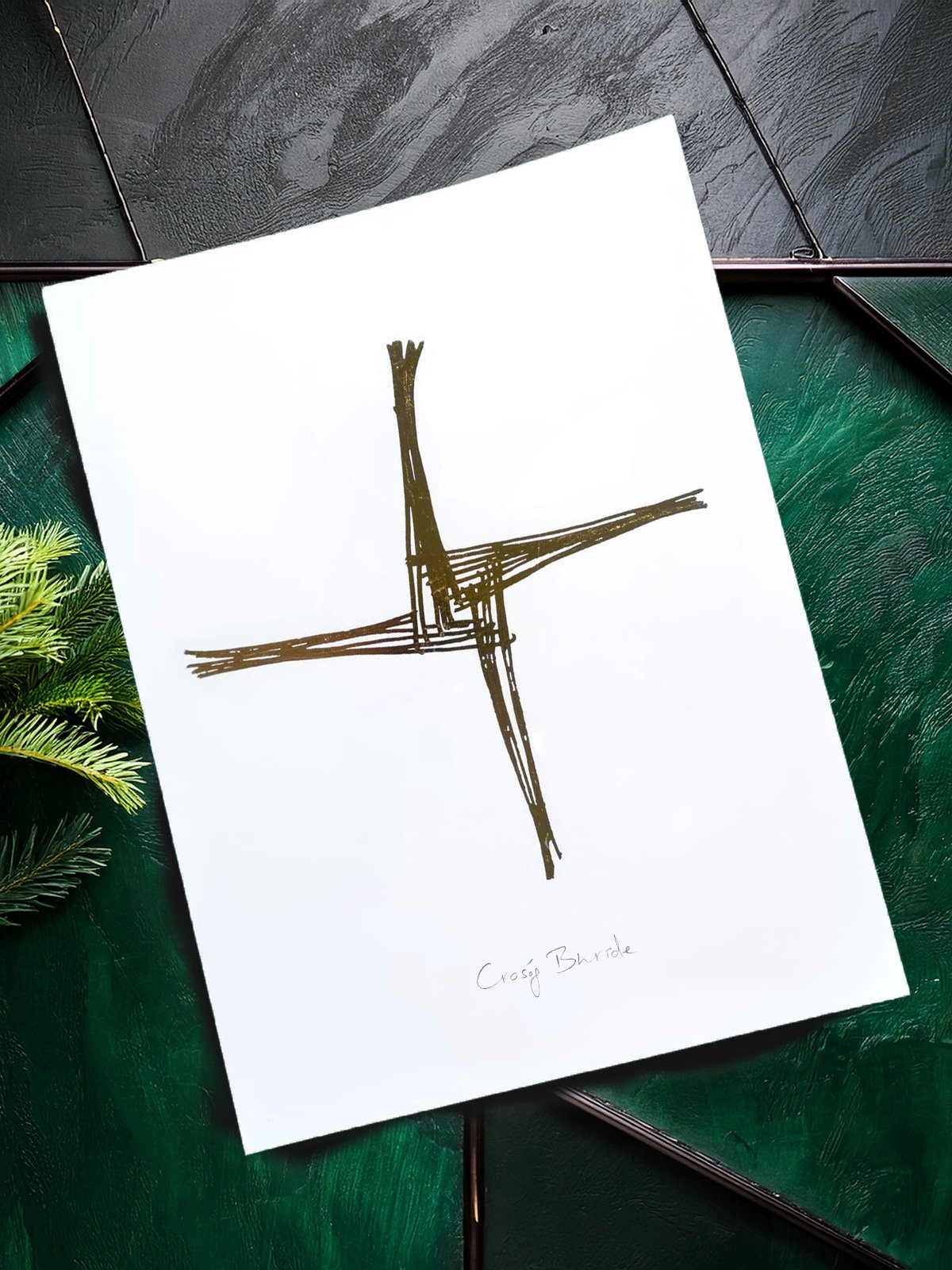 St Brigid's Cross print - gold leaf