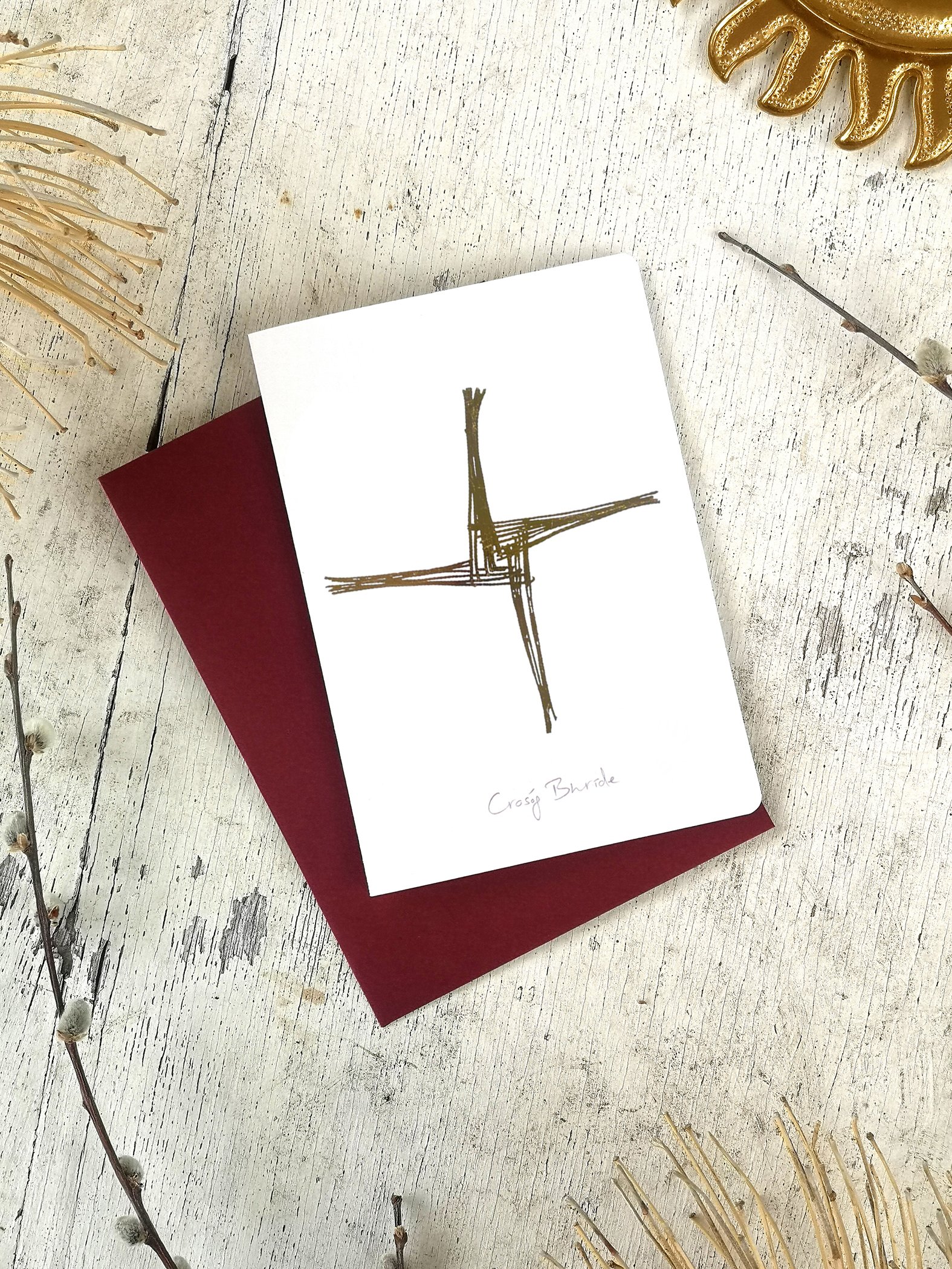 St. Brigid's Cross - gold foiled greeting card - blank