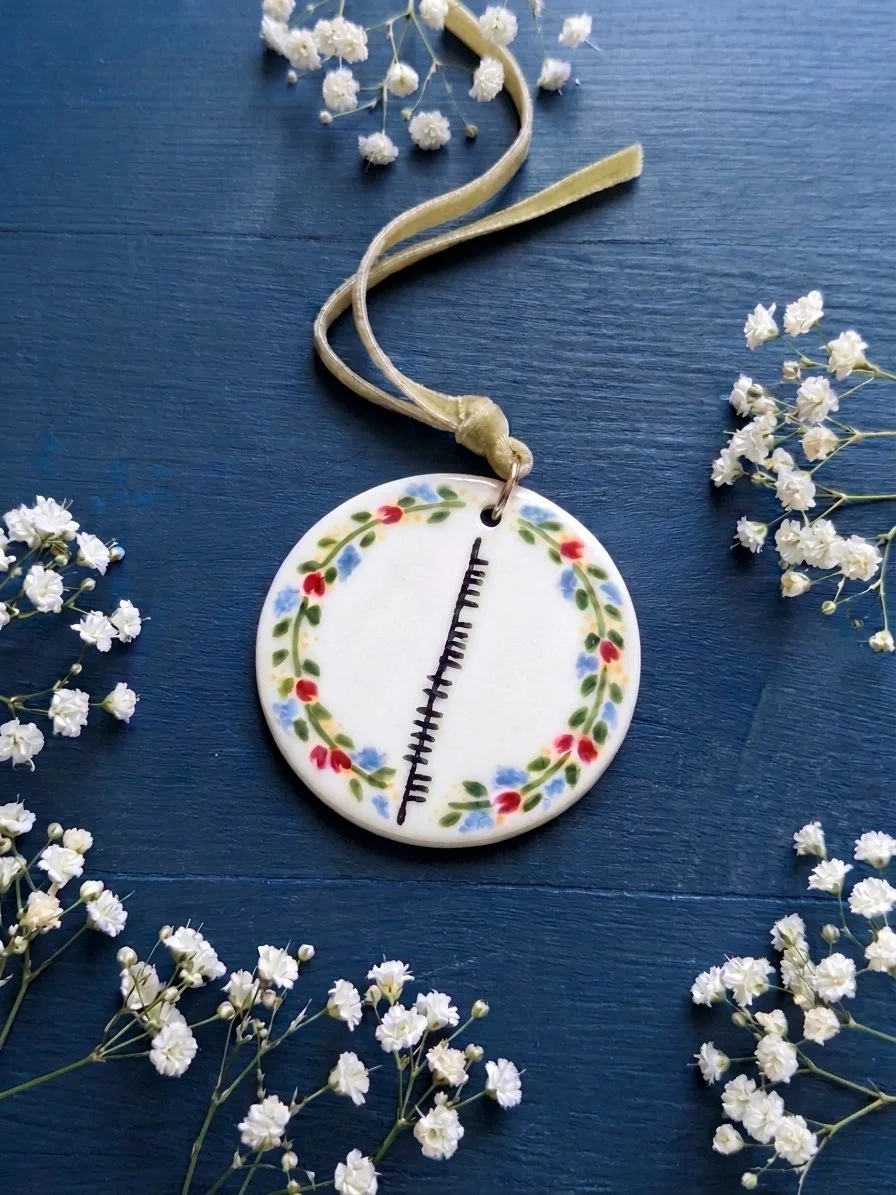 Floral Customisable Porcelain Christmas Decoration