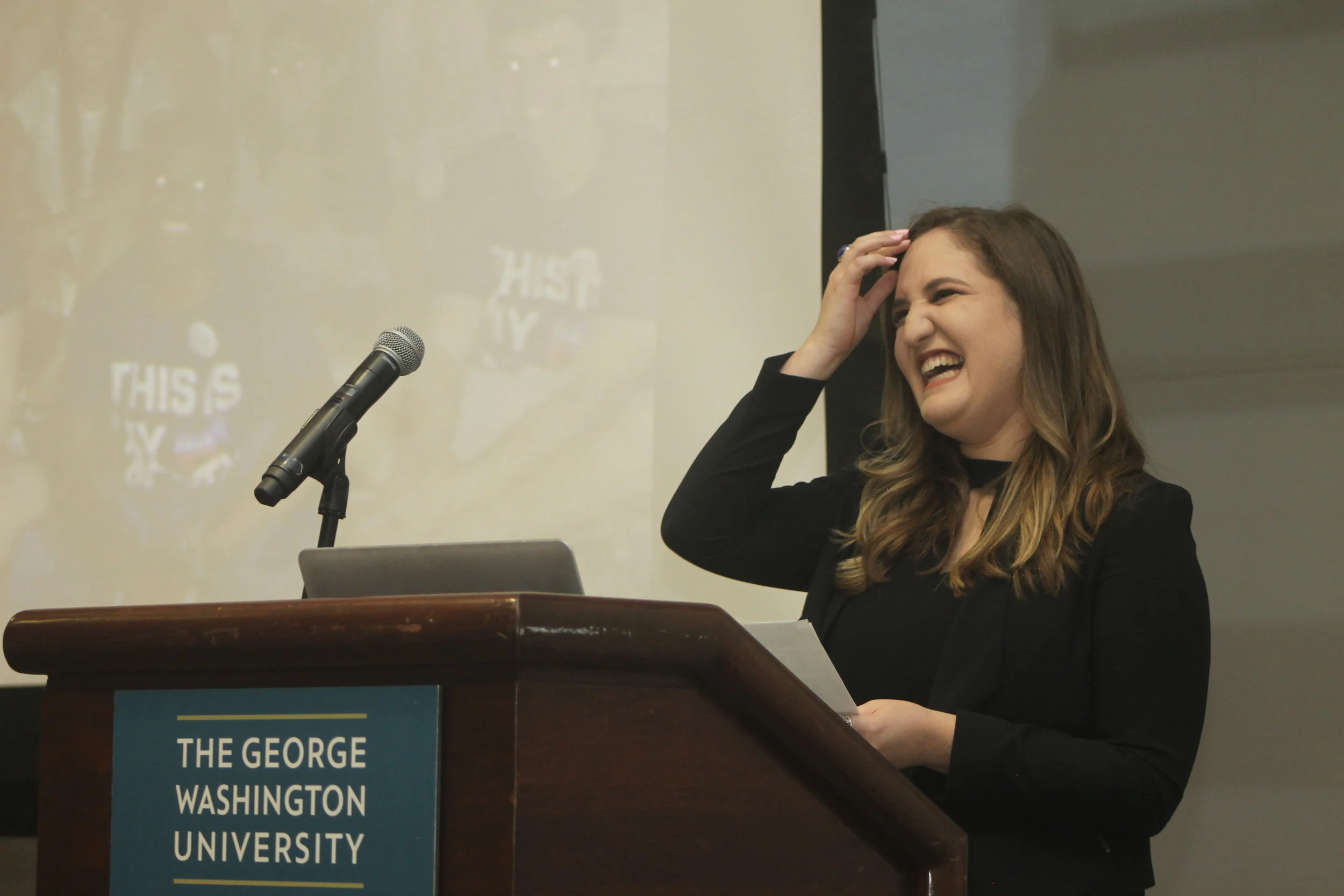 Jazmin speaking at College Democrats GBM.JPG