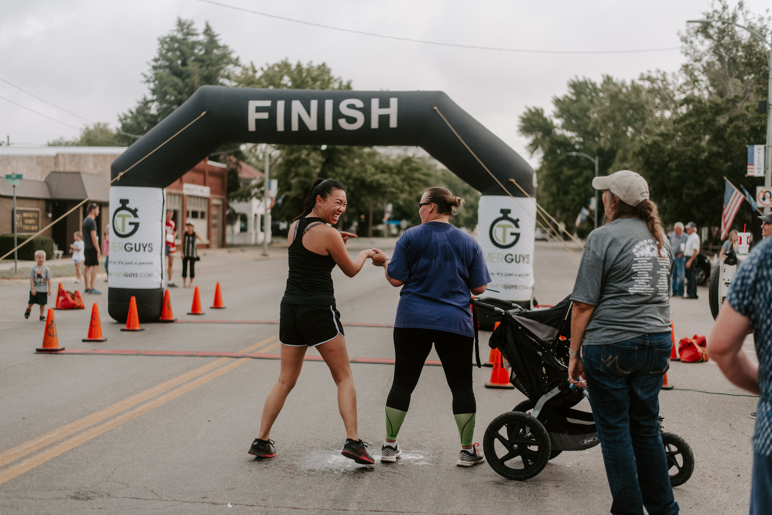Friends and neighbors had a chance to catch their breath and catch up with each other after the race.