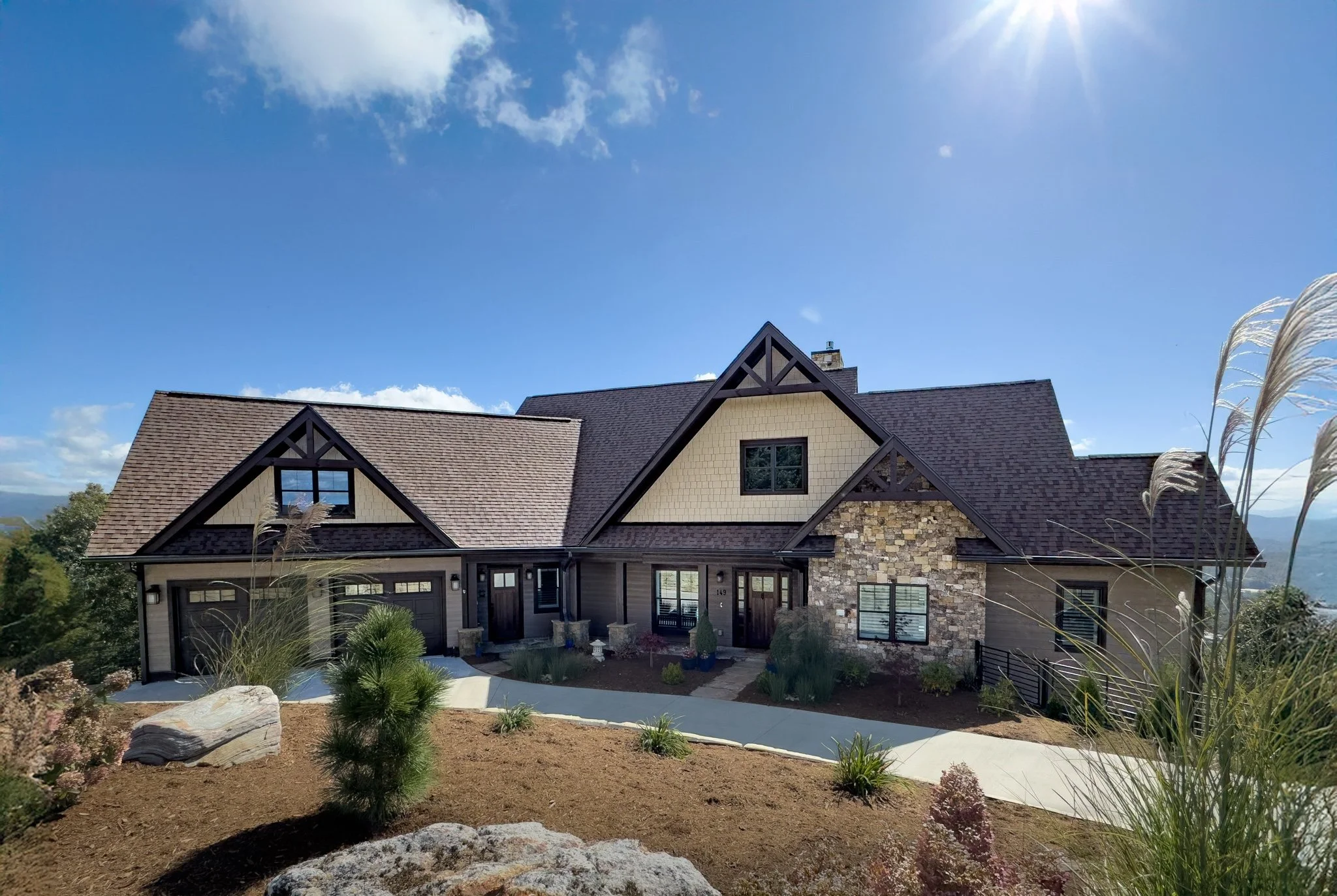 Energy Star certified craftsman home with stone accents and mountain views in Asheville, North Carolina