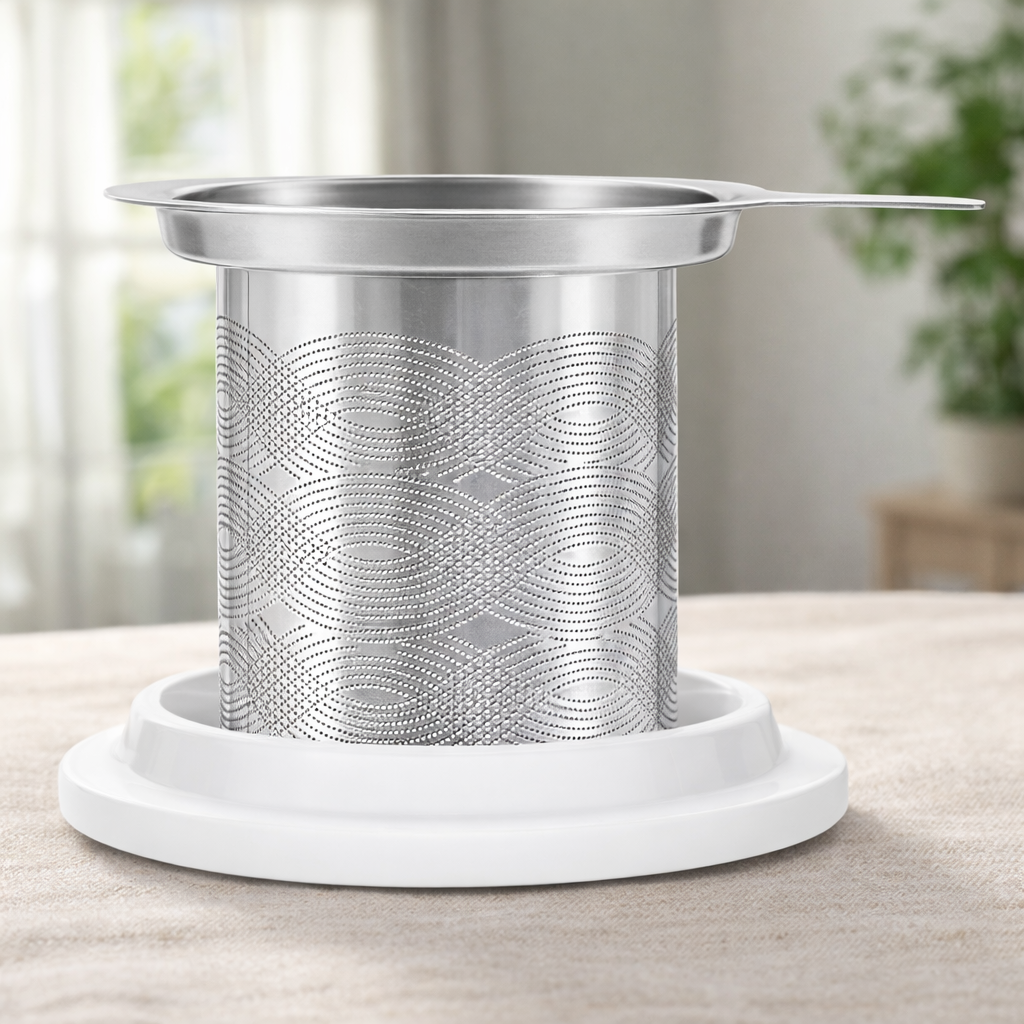 Stainless Steel Loose Leaf Tea Infuser with Porcelain Lid
