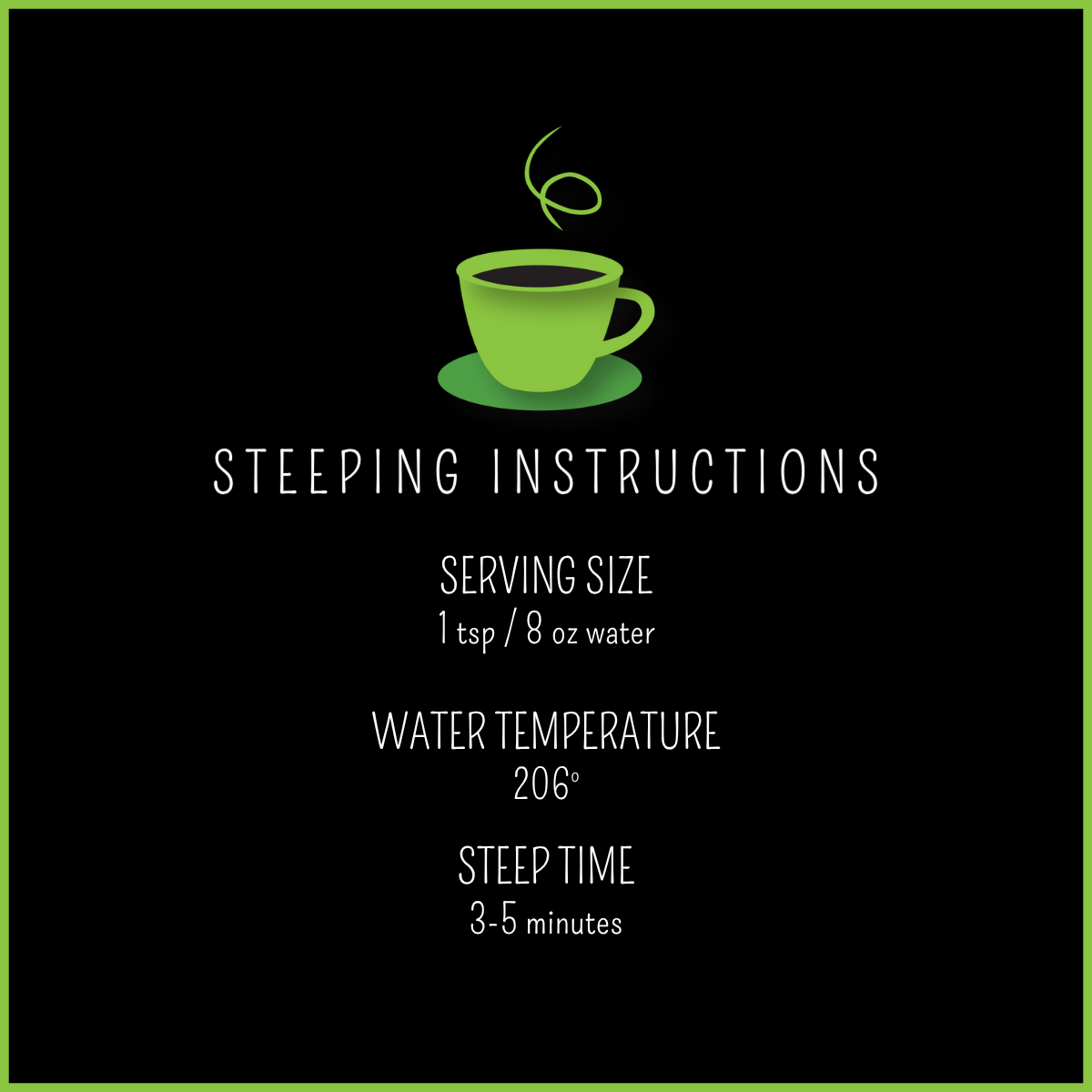 Pumpkin Spice Chai black tea steeping instructions graphic, The Tea Tree