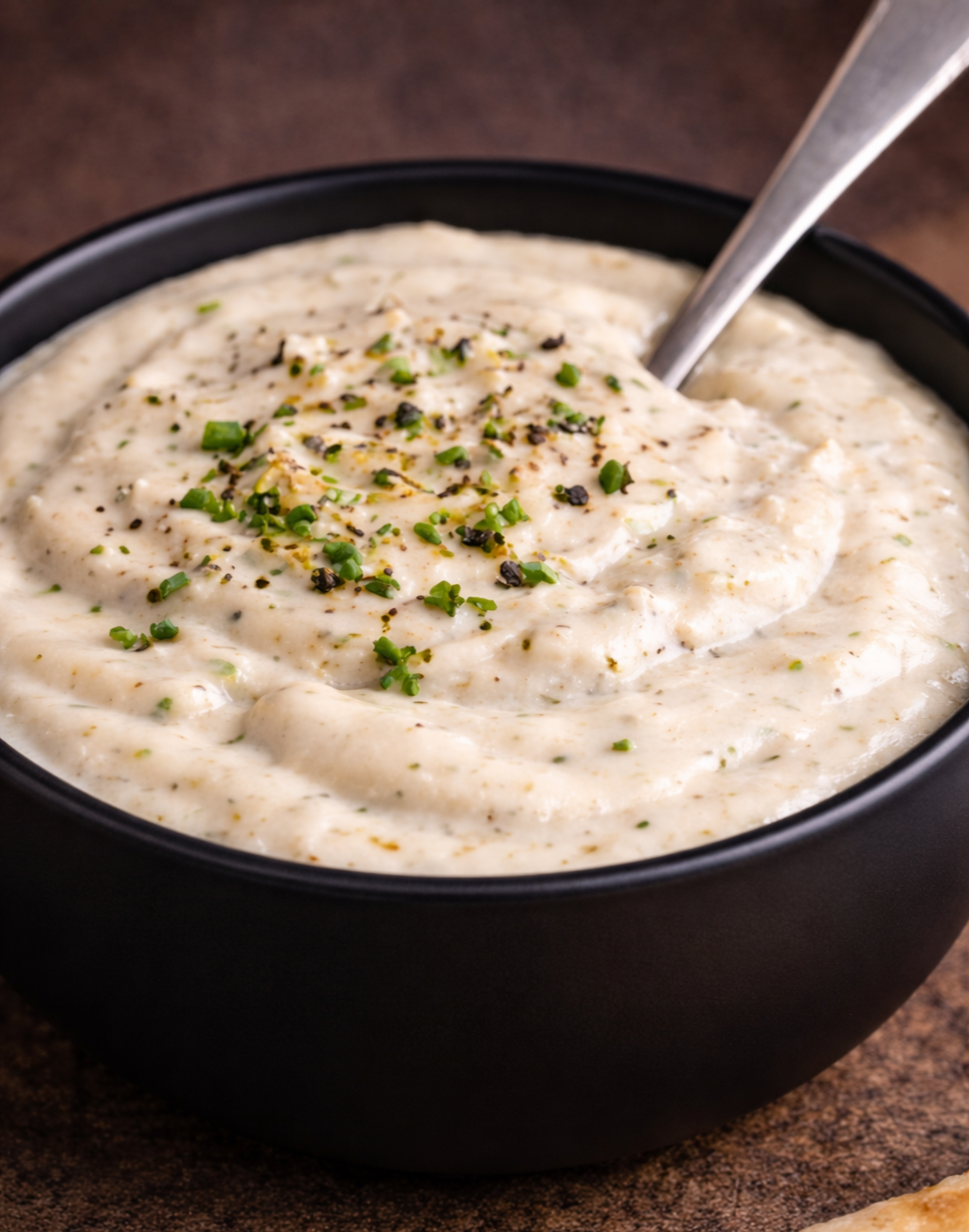 Creamy garlic pepper ranch dip — smooth herb dip with chives and cracked pepper, The Tea Tree