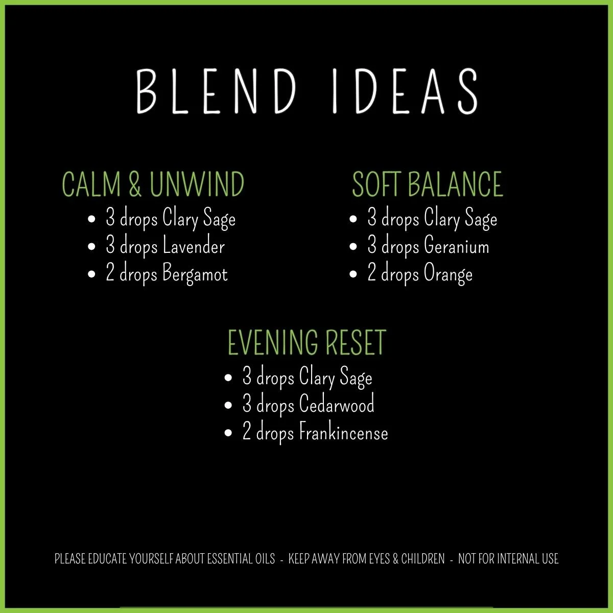 Clary Sage essential oil diffuser blend ideas