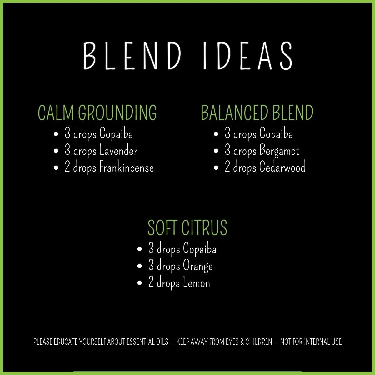 Copaiba essential oil diffuser blend ideas