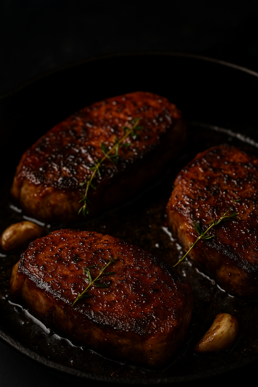 Garlic and raspberry glazed pork chops — seared pork chops with herb and raspberry glaze, The Tea Tree
