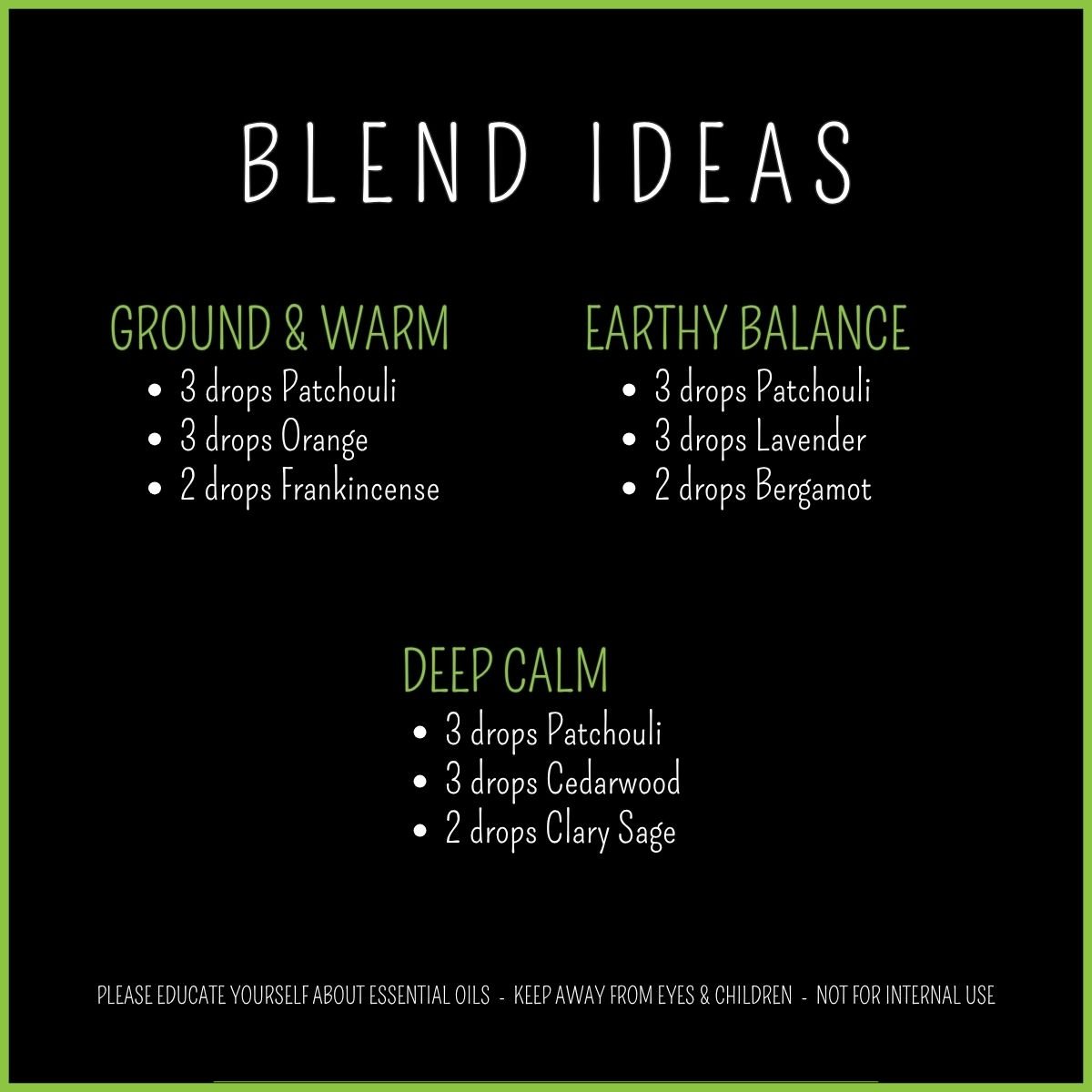 Patchouli essential oil diffuser blend ideas