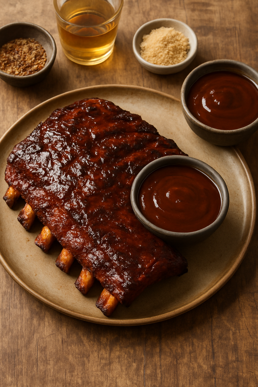Habanero and bourbon BBQ ribs — glazed pork ribs with spicy bourbon barbecue sauce, The Tea Tree