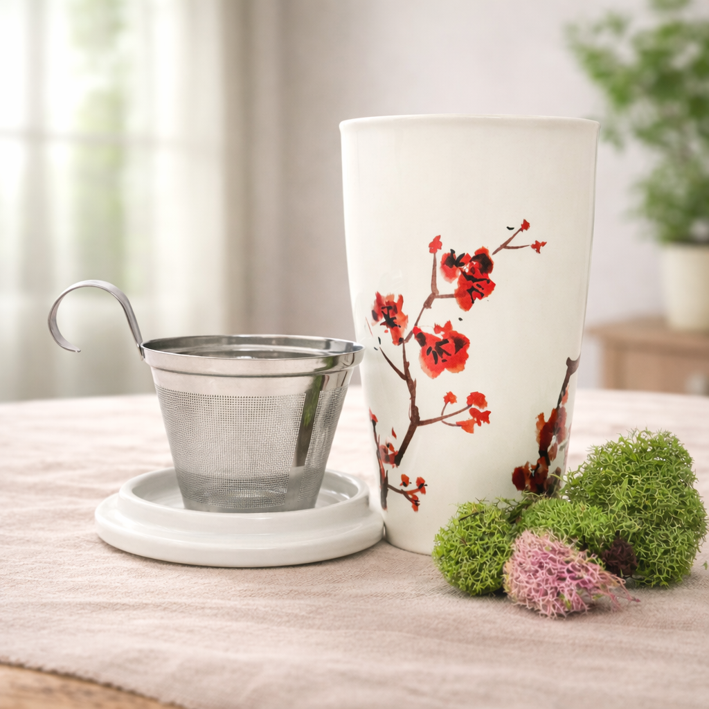 Cherry Blossom Tea Forte Mug with Infuser