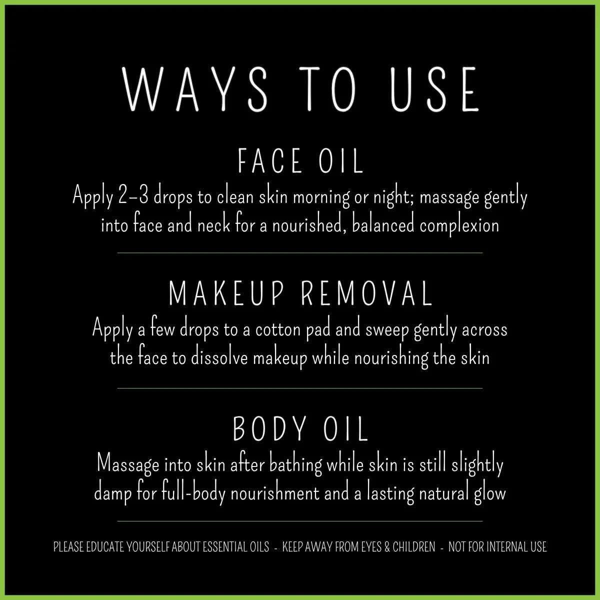 How to use Skin Revitalizer blend – face oil, makeup removal, body