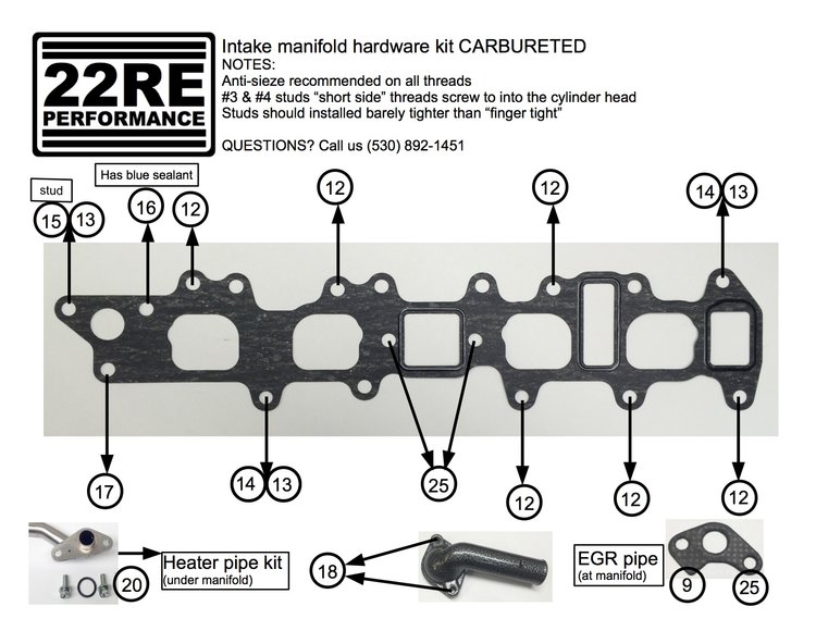 22r Custom Intake 22R and 22RE engine hardware and hardware kits — 22RE Performance
