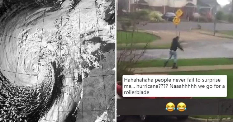 Man ignores ‘risk to life’ warning to go rollerblading during ex-Hurricane Ophelia