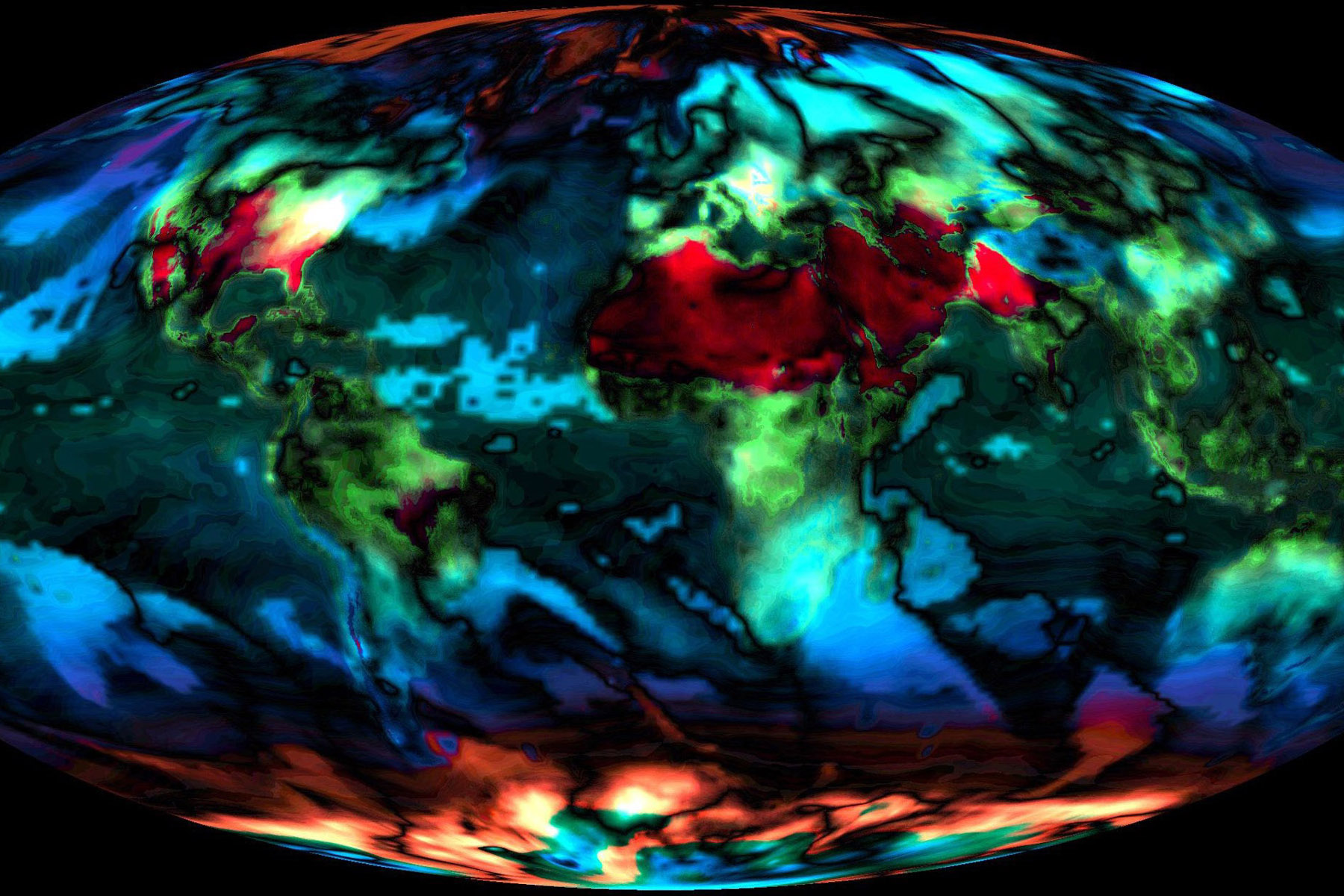 A NASA visualization of expected global temperature changes from 2014 to 2099. Photo courtesy NASA