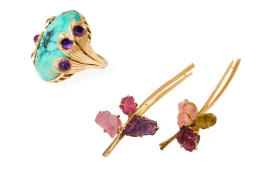 L to R: Italian cocktail ring, Jean Dinh Van earrings