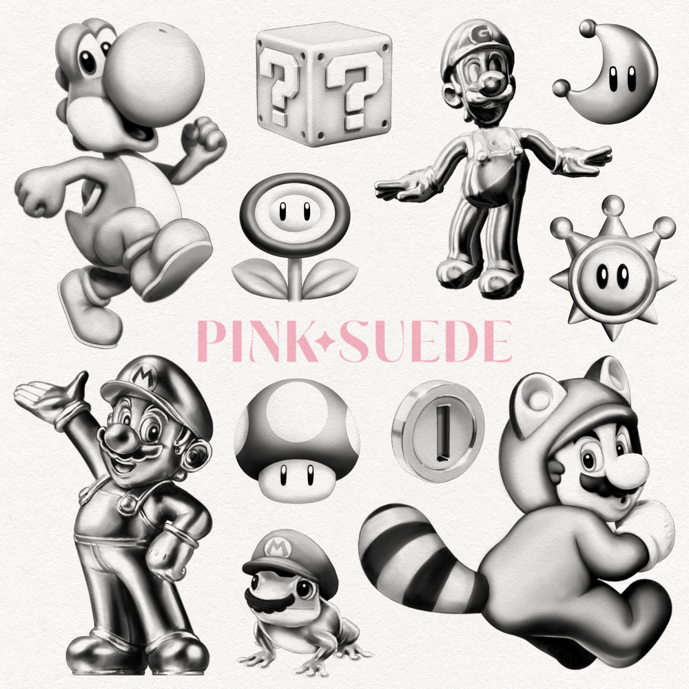 Mario Mushroom Tattoo Black