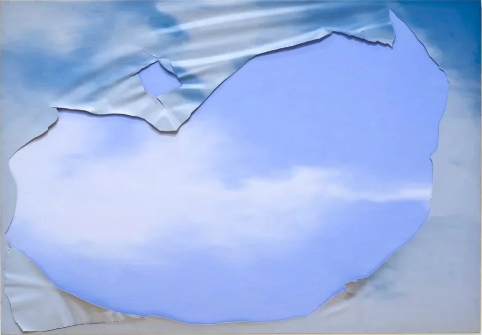   Untitled Torn Sky Painting , 1975-1976, oil on canvas and canvas, 82 7/8” × 119” 