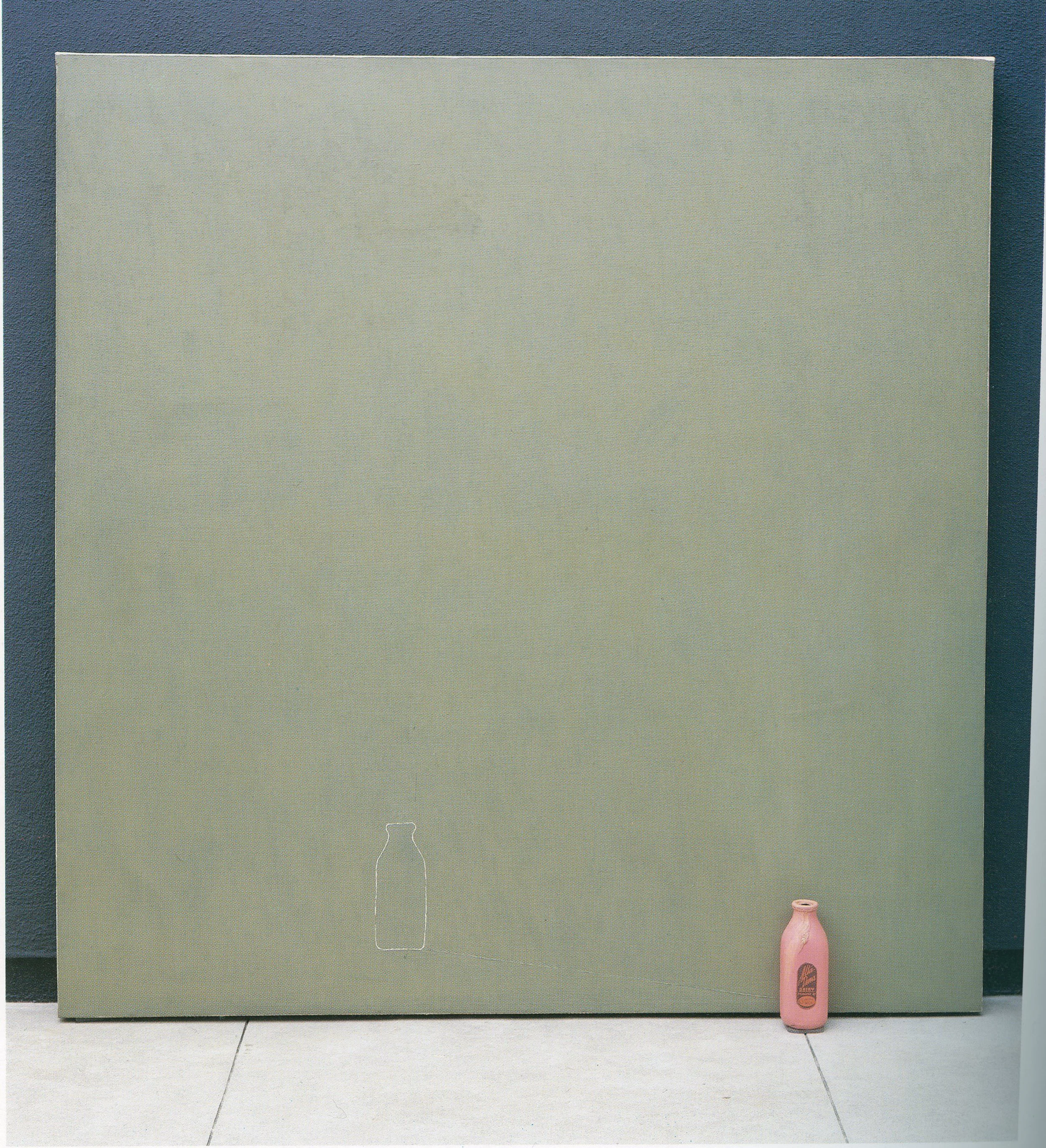  One for Monk , 1962, oil on canvas, with painted glass bottle, 69" x 67 3/4" ***